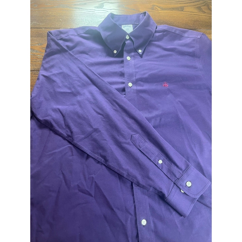 Brooks Brothers 1818 Regent Mens Large Purple Button Down LS Logo Dress Shirt